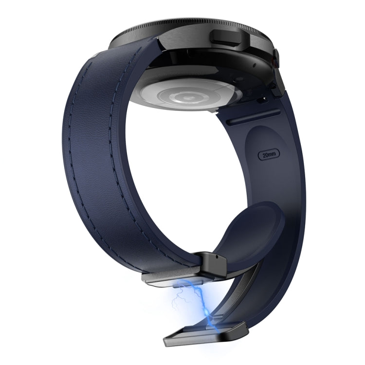 For Samsung Galaxy Watch 6 Magnetic Black Buckle Leather Silicone Watch Band(Midnight Blue) - Watch Bands by PMC TechLife | Online Shopping South Africa | PMC TechLife