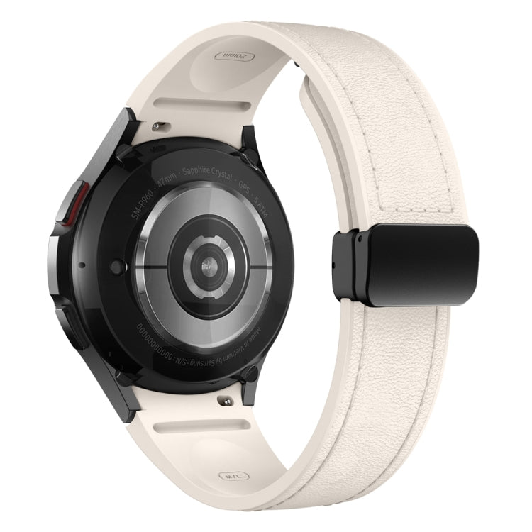 For Samsung Galaxy Watch 6 Magnetic Black Buckle Leather Silicone Watch Band(Starlight) - Watch Bands by PMC TechLife | Online Shopping South Africa | PMC TechLife