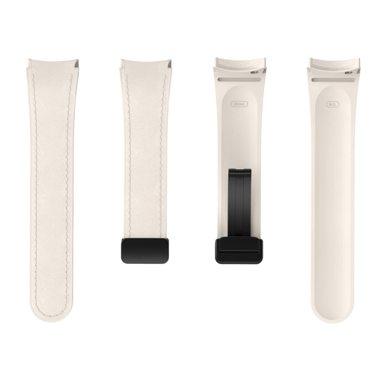 For Samsung Galaxy Watch 6 Magnetic Black Buckle Leather Silicone Watch Band(Starlight) - Watch Bands by PMC TechLife | Online Shopping South Africa | PMC TechLife