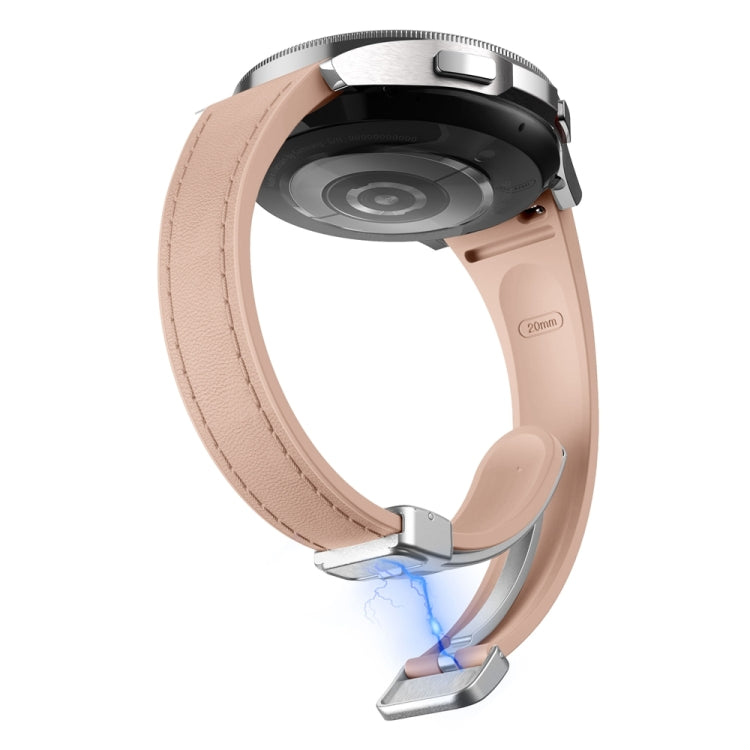 For Samsung Galaxy Watch 6 Slim Magnetic Silver Buckle Leather Silicone Watch Band(Pink) - free shipping - PMC TechLife - Order now!