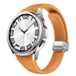 For Samsung Galaxy Watch 6 Slim Magnetic Silver Buckle Leather Silicone Watch Band(Light Brown) - Watch Bands by PMC TechLife | Online Shopping South Africa | PMC TechLife