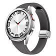 For Samsung Galaxy Watch 6 Slim Magnetic Silver Buckle Leather Silicone Watch Band(Space Grey) - Watch Bands by PMC TechLife | Online Shopping South Africa | PMC TechLife