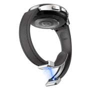 For Samsung Galaxy Watch 6 Slim Magnetic Silver Buckle Leather Silicone Watch Band(Space Grey)