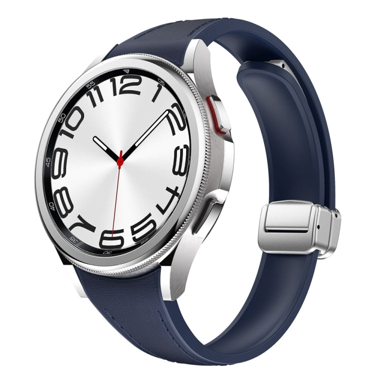 For Samsung Galaxy Watch 6 Slim Magnetic Silver Buckle Leather Silicone Watch Band(Midnight Blue) - Watch Bands by PMC TechLife | Online Shopping South Africa | PMC TechLife