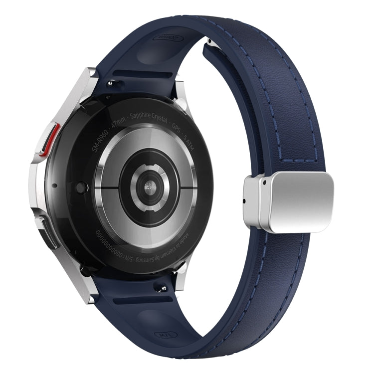 For Samsung Galaxy Watch 6 Slim Magnetic Silver Buckle Leather Silicone Watch Band(Midnight Blue) - Watch Bands by PMC TechLife | Online Shopping South Africa | PMC TechLife