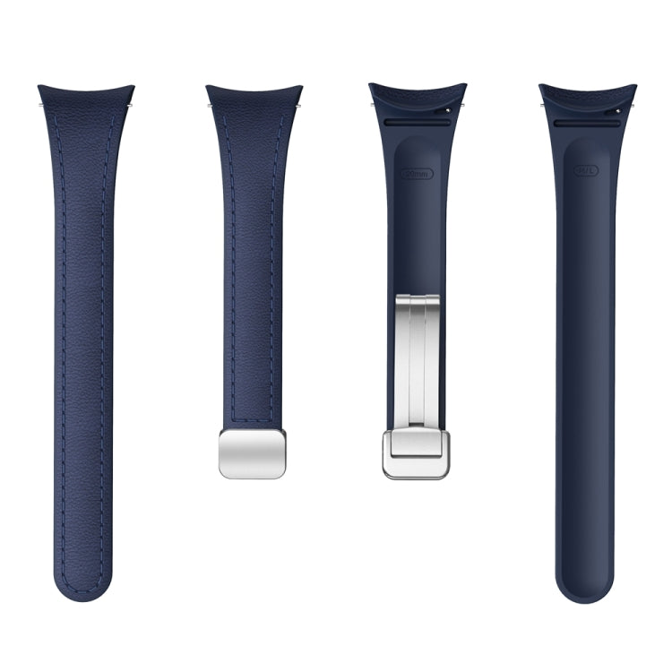 For Samsung Galaxy Watch 6 Slim Magnetic Silver Buckle Leather Silicone Watch Band(Midnight Blue) - Watch Bands by PMC TechLife | Online Shopping South Africa | PMC TechLife