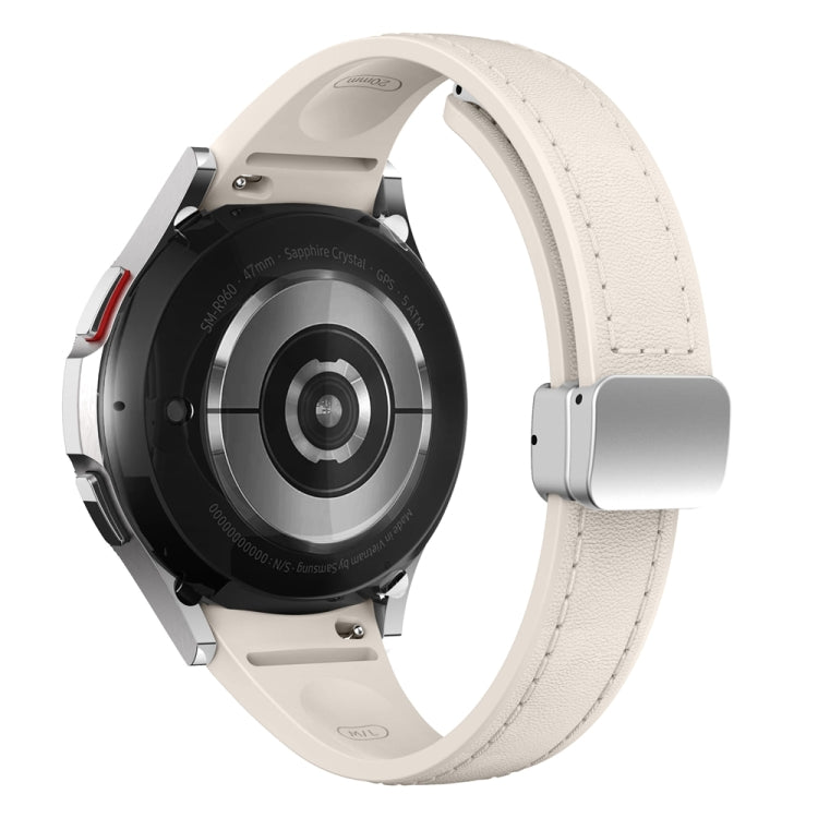 For Samsung Galaxy Watch 6 Slim Magnetic Silver Buckle Leather Silicone Watch Band(Starlight) - Watch Bands by PMC TechLife | Online Shopping South Africa | PMC TechLife