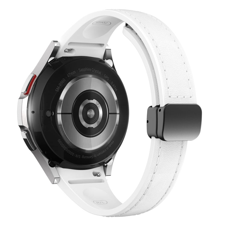 For Samsung Galaxy Watch 6 Slim Magnetic Black Buckle Leather Silicone Watch Band(White) - free shipping - PMC TechLife - Order now!