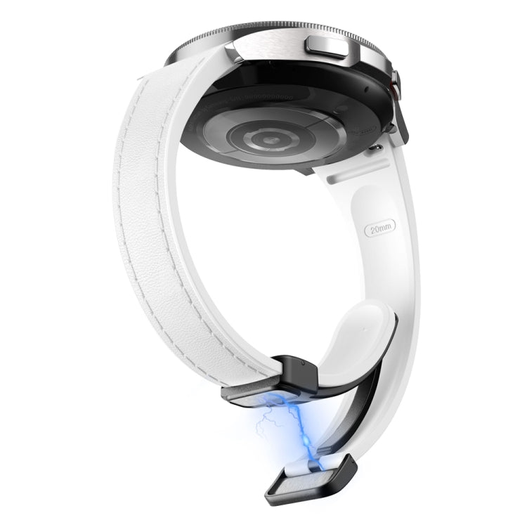 For Samsung Galaxy Watch 6 Slim Magnetic Black Buckle Leather Silicone Watch Band(White) - free shipping - PMC TechLife - Order now!