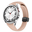 For Samsung Galaxy Watch 6 Slim Magnetic Black Buckle Leather Silicone Watch Band(Pink) - Watch Bands by PMC TechLife | Online Shopping South Africa | PMC TechLife