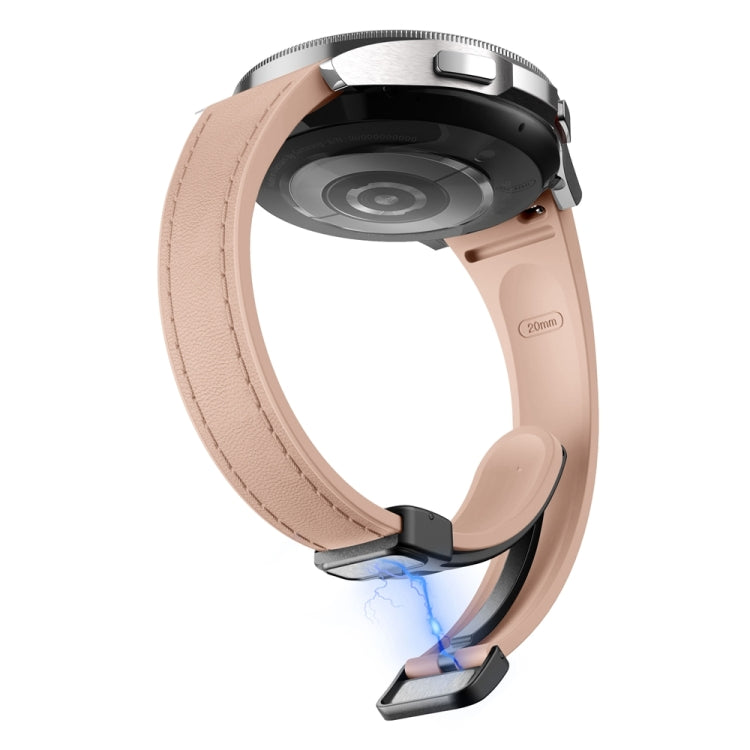 For Samsung Galaxy Watch 6 Slim Magnetic Black Buckle Leather Silicone Watch Band(Pink) - Watch Bands by PMC TechLife | Online Shopping South Africa | PMC TechLife