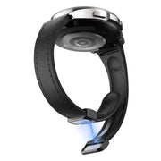 For Samsung Galaxy Watch 6 Slim Magnetic Black Buckle Leather Silicone Watch Band(Black)