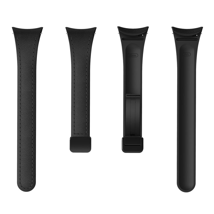 For Samsung Galaxy Watch 6 Slim Magnetic Black Buckle Leather Silicone Watch Band(Black) - Watch Bands by PMC TechLife | Online Shopping South Africa | PMC TechLife | Buy Now Pay Later Mobicred