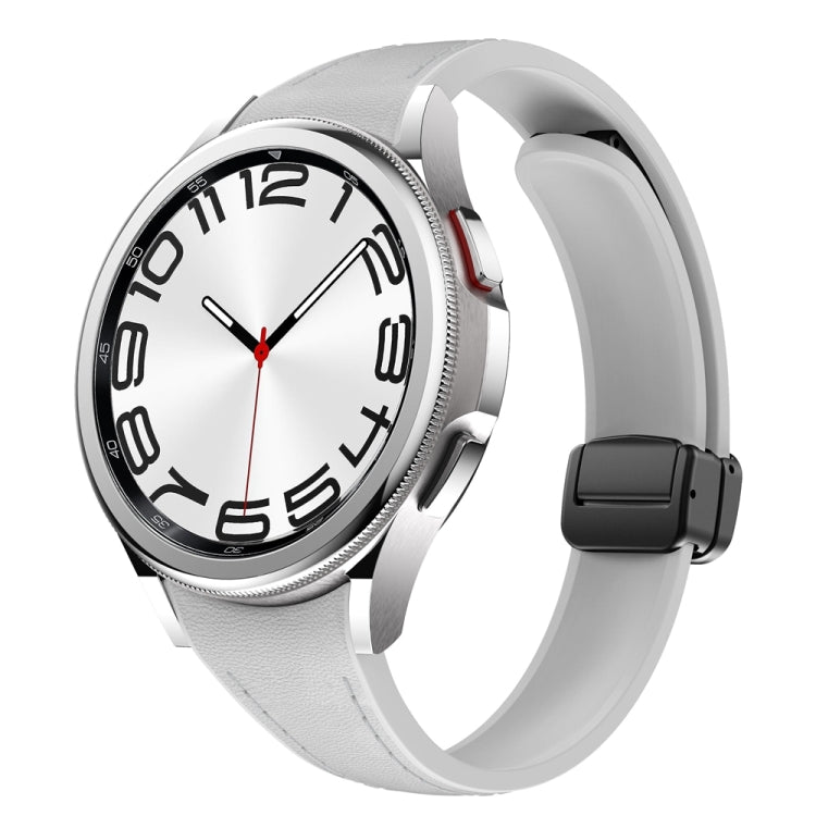 For Samsung Galaxy Watch 6 Slim Magnetic Black Buckle Leather Silicone Watch Band(Light Grey) - Watch Bands by PMC TechLife | Online Shopping South Africa | PMC TechLife