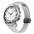 For Samsung Galaxy Watch 6 Slim Magnetic Black Buckle Leather Silicone Watch Band(Light Grey) - Watch Bands by PMC TechLife | Online Shopping South Africa | PMC TechLife