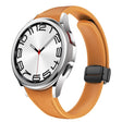 For Samsung Galaxy Watch 6 Slim Magnetic Black Buckle Leather Silicone Watch Band(Light Brown) - Watch Bands by PMC TechLife | Online Shopping South Africa | PMC TechLife