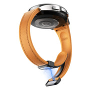 For Samsung Galaxy Watch 6 Slim Magnetic Black Buckle Leather Silicone Watch Band(Light Brown)