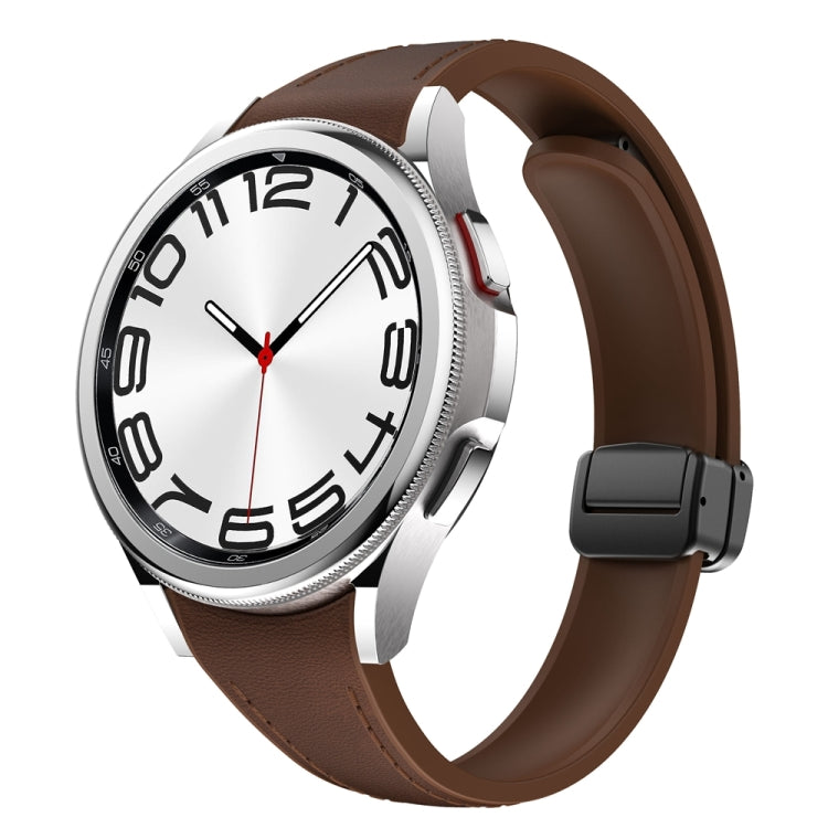 For Samsung Galaxy Watch 6 Slim Magnetic Black Buckle Leather Silicone Watch Band(Dark Brown) - Watch Bands by PMC TechLife | Online Shopping South Africa | PMC TechLife