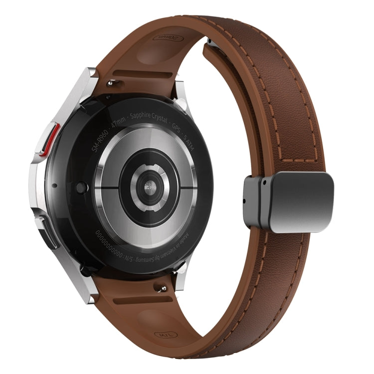 For Samsung Galaxy Watch 6 Slim Magnetic Black Buckle Leather Silicone Watch Band(Dark Brown) - Watch Bands by PMC TechLife | Online Shopping South Africa | PMC TechLife