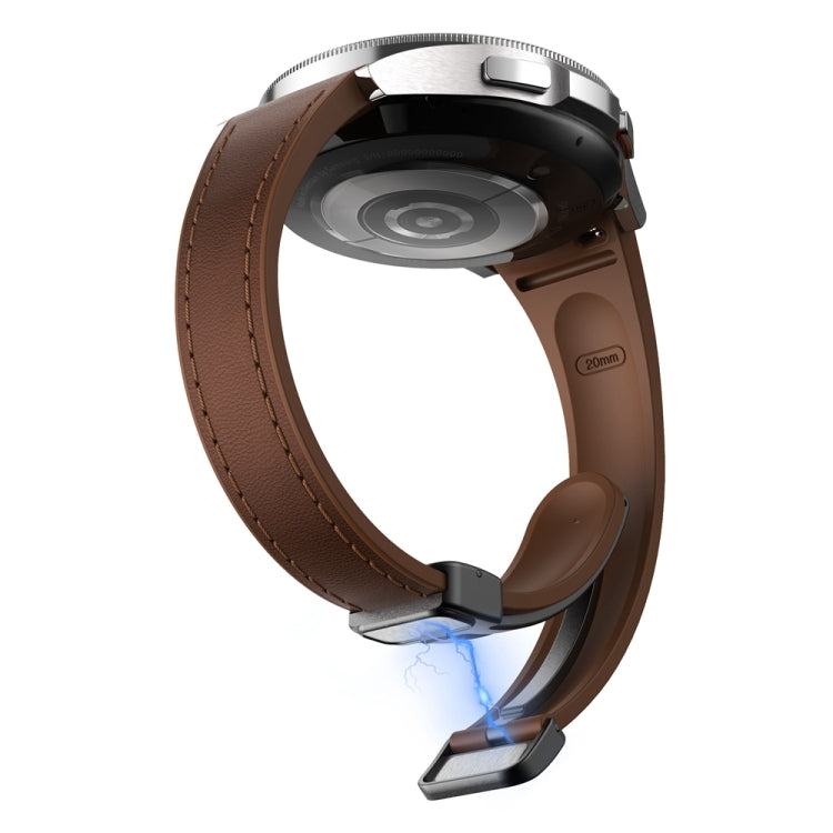 For Samsung Galaxy Watch 6 Slim Magnetic Black Buckle Leather Silicone Watch Band(Dark Brown) - Watch Bands by PMC TechLife | Online Shopping South Africa | PMC TechLife