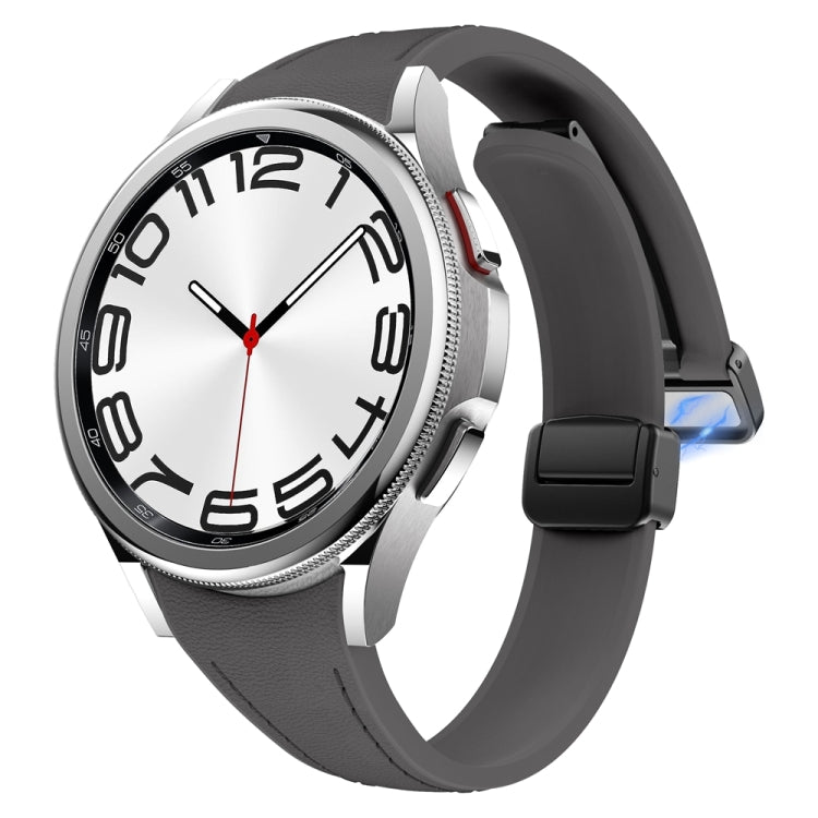 For Samsung Galaxy Watch 6 Slim Magnetic Black Buckle Leather Silicone Watch Band(Space Grey) - Watch Bands by PMC TechLife | Online Shopping South Africa | PMC TechLife