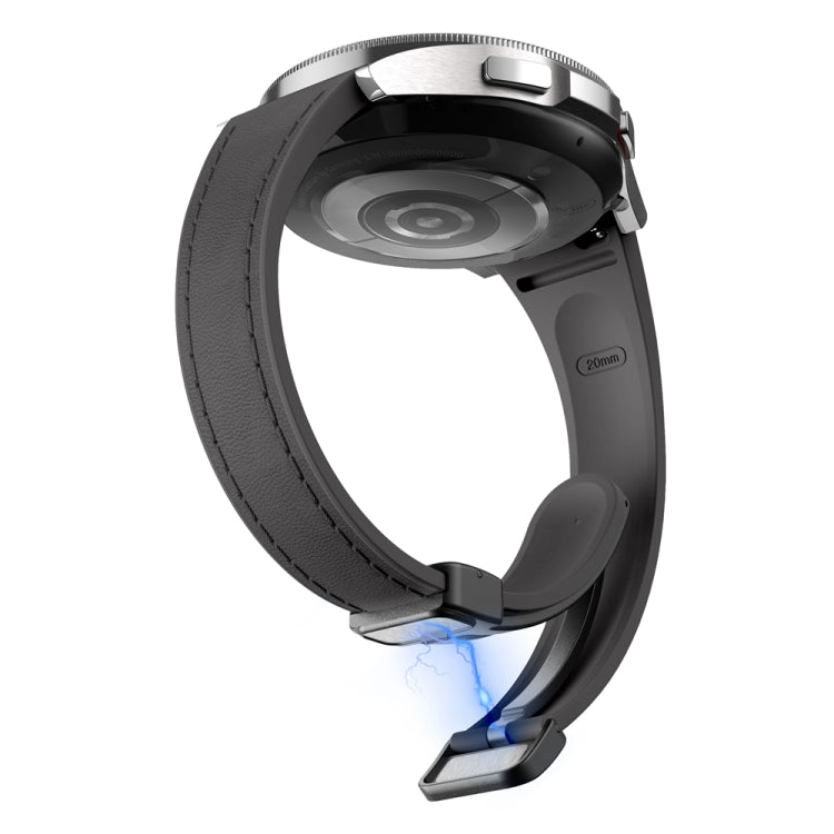 For Samsung Galaxy Watch 6 Slim Magnetic Black Buckle Leather Silicone Watch Band(Space Grey) - Watch Bands by PMC TechLife | Online Shopping South Africa | PMC TechLife