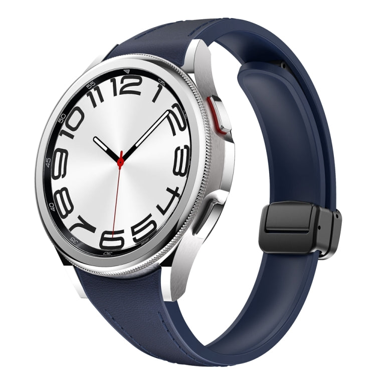 For Samsung Galaxy Watch 6 Slim Magnetic Black Buckle Leather Silicone Watch Band(Midnight Blue) - Watch Bands by PMC TechLife | Online Shopping South Africa | PMC TechLife