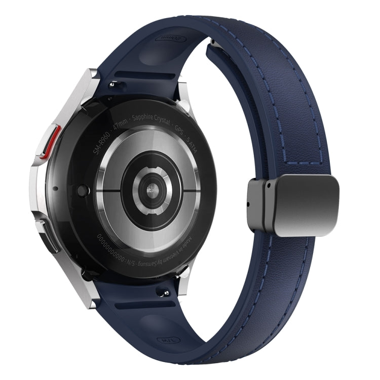 For Samsung Galaxy Watch 6 Slim Magnetic Black Buckle Leather Silicone Watch Band(Midnight Blue) - Watch Bands by PMC TechLife | Online Shopping South Africa | PMC TechLife