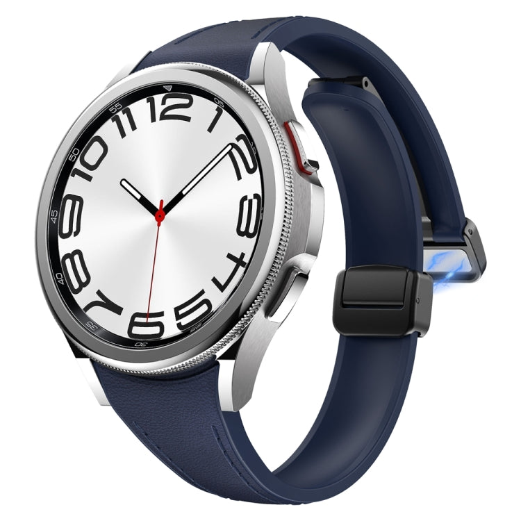 For Samsung Galaxy Watch 6 Slim Magnetic Black Buckle Leather Silicone Watch Band(Midnight Blue) - Watch Bands by PMC TechLife | Online Shopping South Africa | PMC TechLife