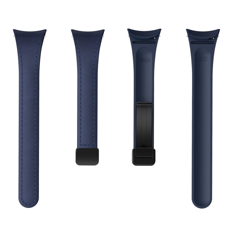 For Samsung Galaxy Watch 6 Slim Magnetic Black Buckle Leather Silicone Watch Band(Midnight Blue) - Watch Bands by PMC TechLife | Online Shopping South Africa | PMC TechLife