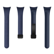 For Samsung Galaxy Watch 6 Slim Magnetic Black Buckle Leather Silicone Watch Band(Midnight Blue)