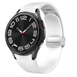 For Samsung Galaxy Watch 6 Magnetic Silver Buckle Leather Silicone Watch Band(White) - Watch Bands by PMC TechLife | Online Shopping South Africa | PMC TechLife