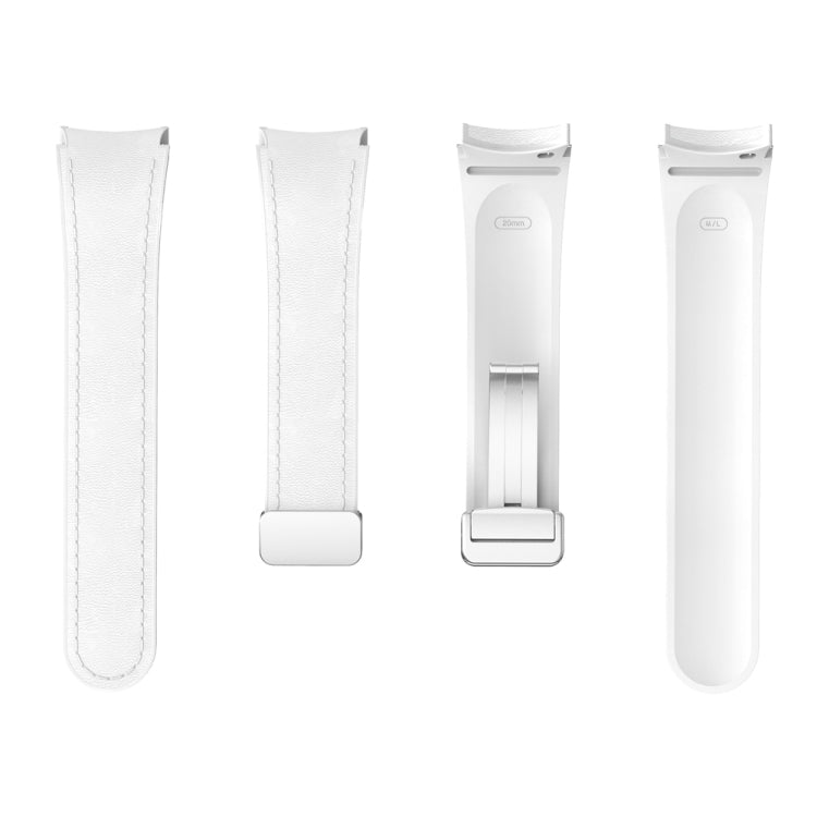 For Samsung Galaxy Watch 6 Magnetic Silver Buckle Leather Silicone Watch Band(White) - Watch Bands by PMC TechLife | Online Shopping South Africa | PMC TechLife