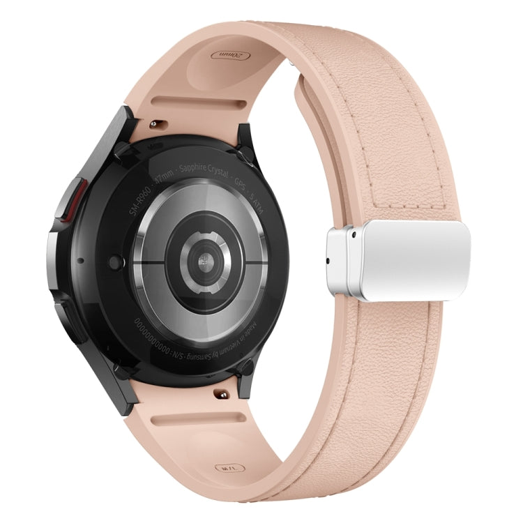 For Samsung Galaxy Watch 6 Magnetic Silver Buckle Leather Silicone Watch Band(Pink) - Watch Bands by PMC TechLife | Online Shopping South Africa | PMC TechLife