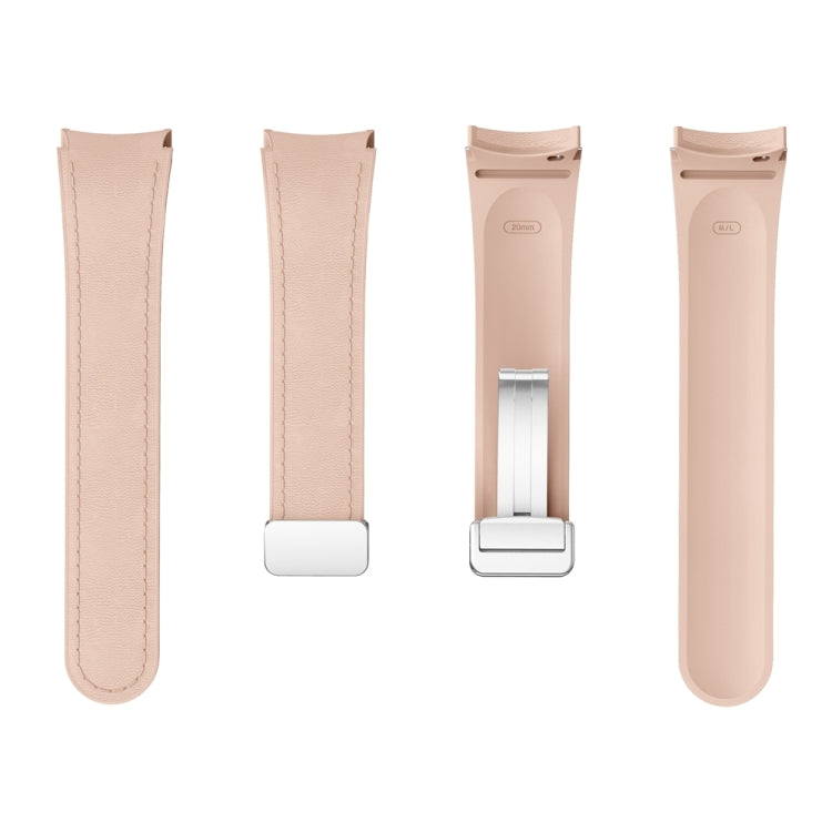 For Samsung Galaxy Watch 6 Magnetic Silver Buckle Leather Silicone Watch Band(Pink) - Watch Bands by PMC TechLife | Online Shopping South Africa | PMC TechLife