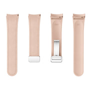 For Samsung Galaxy Watch 6 Magnetic Silver Buckle Leather Silicone Watch Band(Pink)