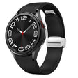 For Samsung Galaxy Watch 6 Magnetic Silver Buckle Leather Silicone Watch Band(Black) - Watch Bands by PMC TechLife | Online Shopping South Africa | PMC TechLife
