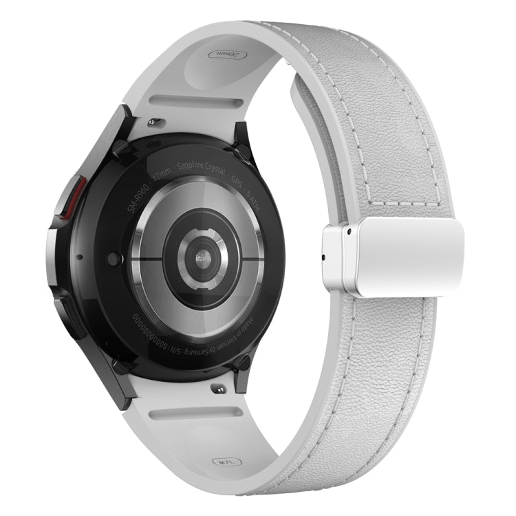 For Samsung Galaxy Watch 6 Magnetic Silver Buckle Leather Silicone Watch Band(Light Grey) - Watch Bands by PMC TechLife | Online Shopping South Africa | PMC TechLife