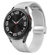 For Samsung Galaxy Watch 6 Magnetic Silver Buckle Leather Silicone Watch Band(Light Grey)