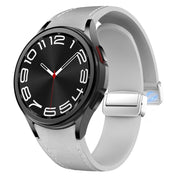 For Samsung Galaxy Watch 6 Magnetic Silver Buckle Leather Silicone Watch Band(Light Grey)
