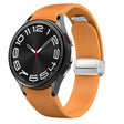 For Samsung Galaxy Watch 6 Magnetic Silver Buckle Leather Silicone Watch Band(Light Brown) - Watch Bands by PMC TechLife | Online Shopping South Africa | PMC TechLife