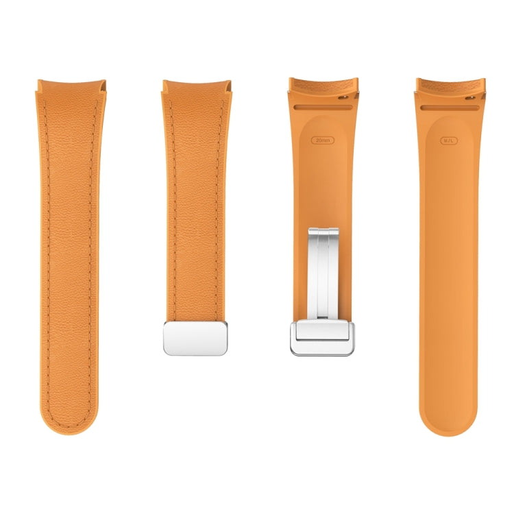 For Samsung Galaxy Watch 6 Magnetic Silver Buckle Leather Silicone Watch Band(Light Brown) - Watch Bands by PMC TechLife | Online Shopping South Africa | PMC TechLife