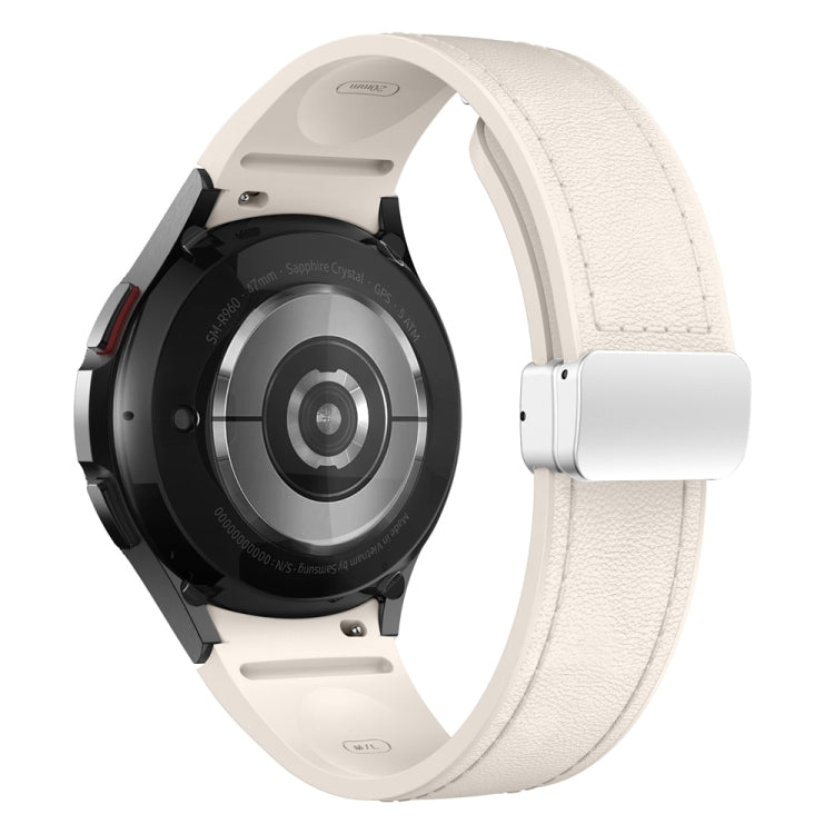 For Samsung Galaxy Watch 6 Magnetic Silver Buckle Leather Silicone Watch Band(Starlight) - Watch Bands by PMC TechLife | Online Shopping South Africa | PMC TechLife