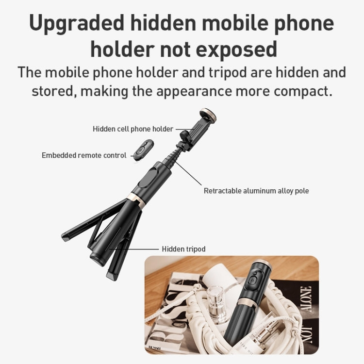 ZGA S02 Bluetooth Remote Control Hidden Tripod Selfie Stick(Black) - free shipping - PMC TechLife - Order now!