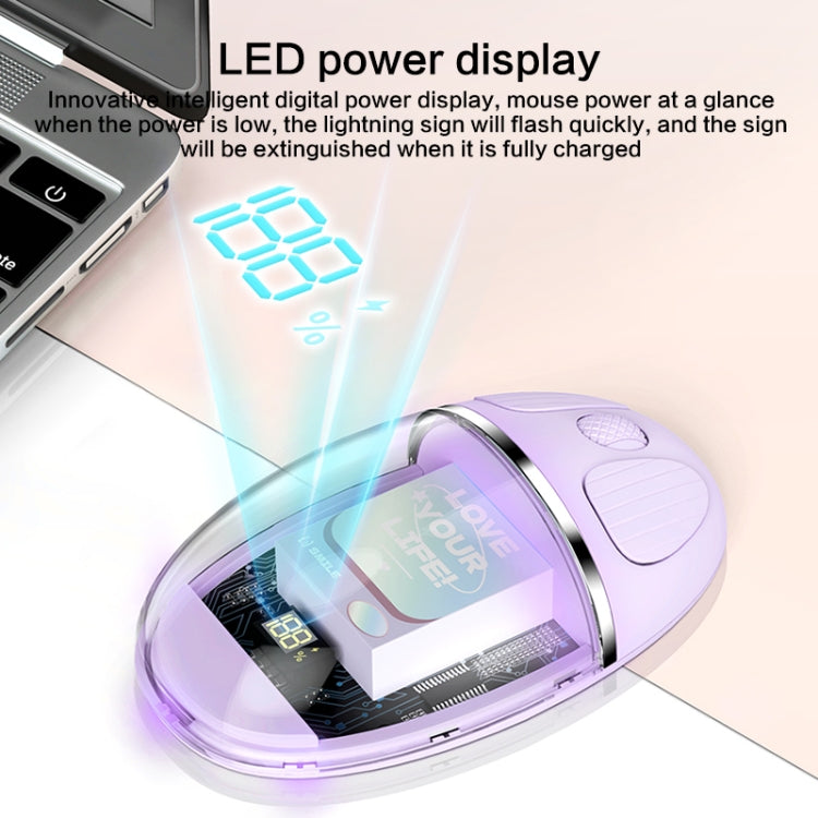 ZGA Colorful Transparent Dual Mode Wireless 2.4G + Bluetooth 5.0 Mouse(Creamy White)