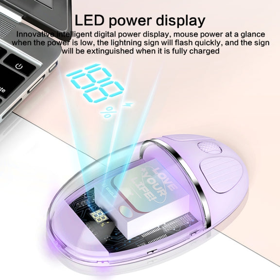 ZGA Colorful Transparent Dual Mode Wireless 2.4G + Bluetooth 5.0 Mouse(Pink)