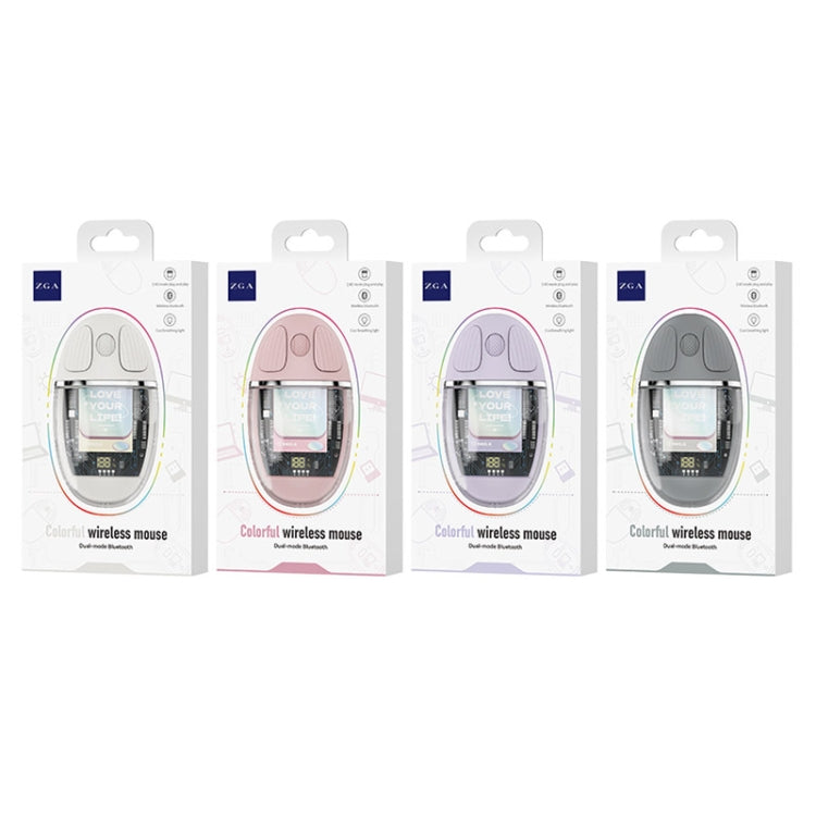 ZGA Colorful Transparent Dual Mode Wireless 2.4G + Bluetooth 5.0 Mouse(Pink)