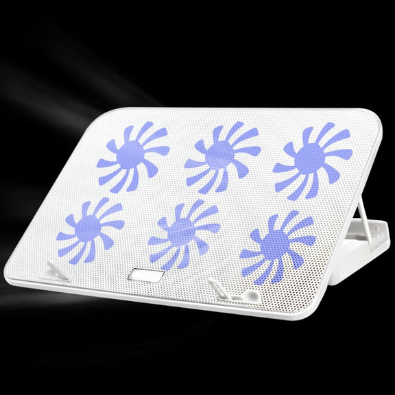 ICE COOREL Notebook Computer Base Speed Control Silent Six-fan Cooling Holder Cooling Rack, Style: Premium Edition(Lvory)