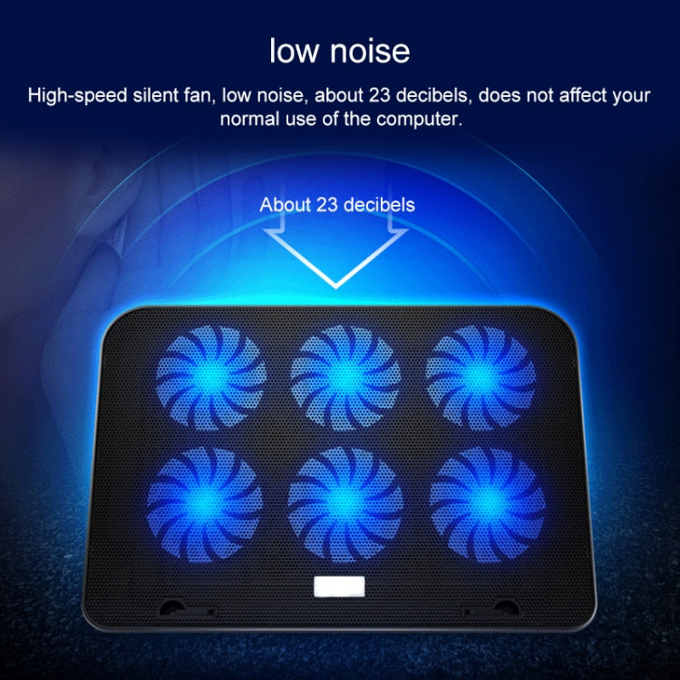 ICE COOREL Notebook Computer Base Speed Control Silent Six-fan Cooling Holder Cooling Rack, Style: Premium Edition(Lvory)