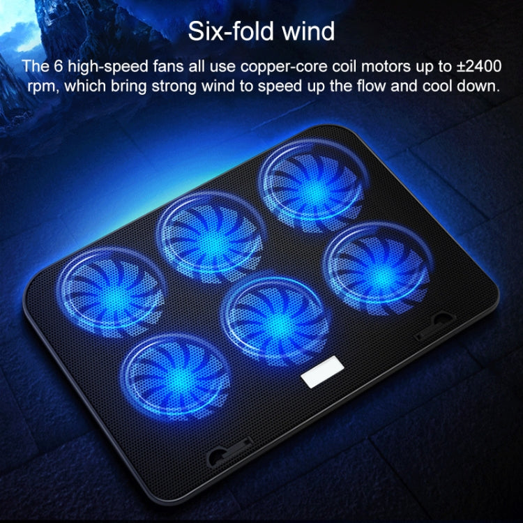 ICE COOREL Notebook Computer Base Speed Control Silent Six-fan Cooling Holder Cooling Rack, Style: Premium Edition(Lvory)